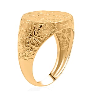 Italian Antique Stencil Ring in 10K Yellow Gold (Size 7.0) 2.21 Grams