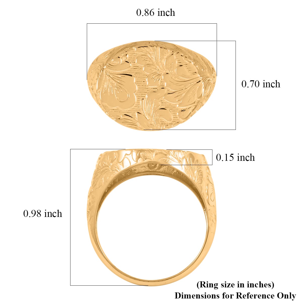 Italian Antique Stencil Ring in 10K Yellow Gold (Size 7.0) 2.21 Grams image number 4