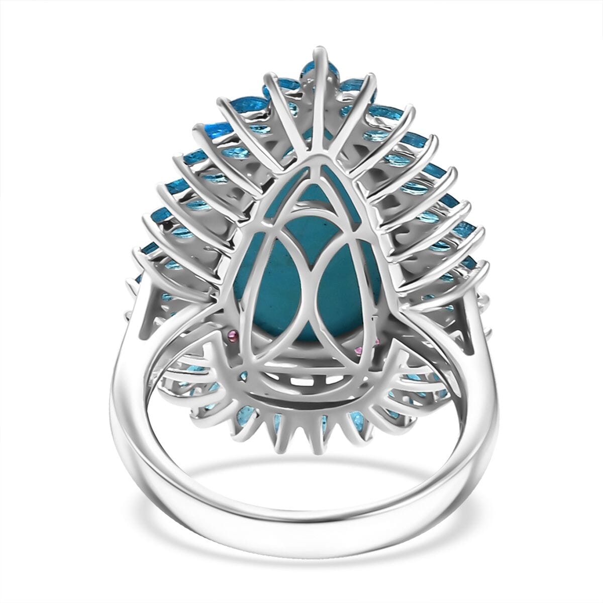 D’Joy Premium Sleeping Beauty Turquoise and Multi Gemstone 9.25 ctw Ring in Rhodium Over Sterling Silver (Size 8.0)  image number 4