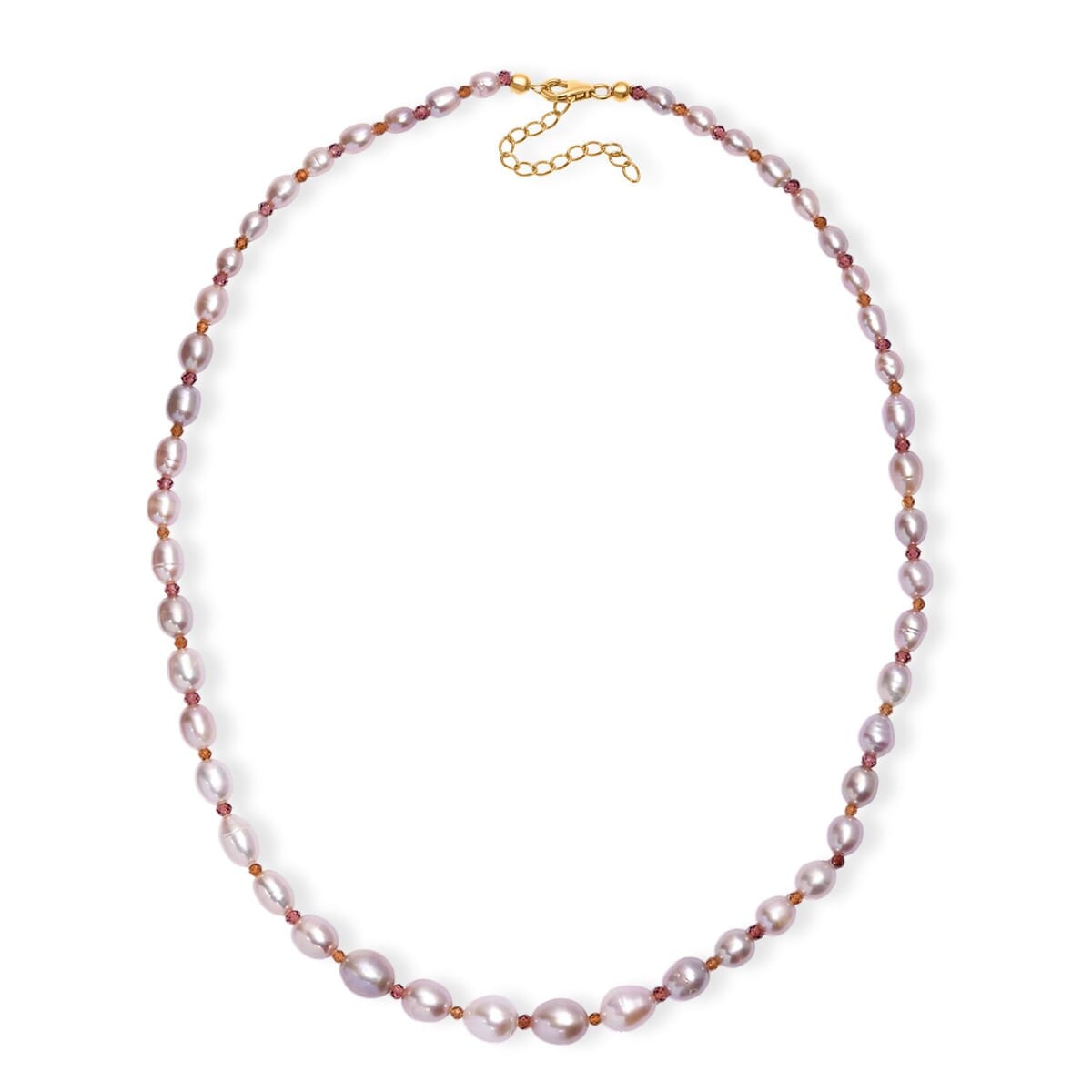 Lavender Pearl, Orissa Rhodolite Garnet and Hessonite Garnet 10.00 ctw Necklace in 18K Vermeil YG Over Sterling Silver 18 Inches image number 3