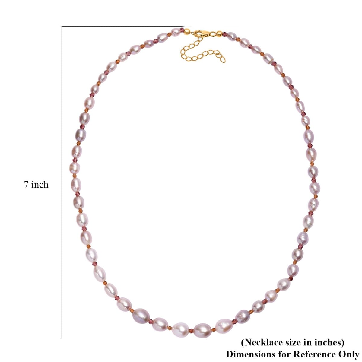 Lavender Pearl, Orissa Rhodolite Garnet and Hessonite Garnet 10.00 ctw Necklace in 18K Vermeil YG Over Sterling Silver 18 Inches image number 5