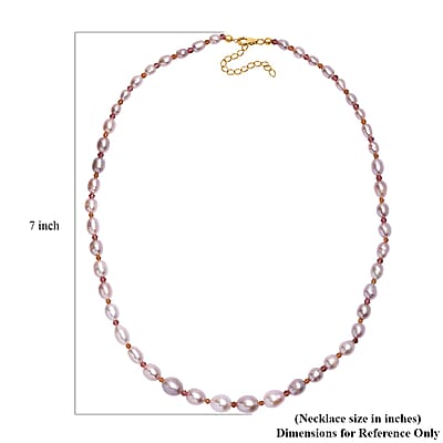 GCS Lavender Pearl, Orissa Rhodolite Garnet and Hessonite Garnet 10.00 ctw Necklace in 18K Vermeil YG Over Sterling Silver 18 Inches
