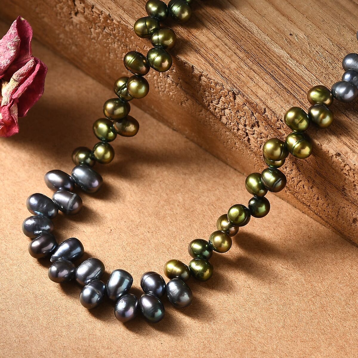 Multi Color Pearl (D) Necklace in Rhodium Over Sterling Silver 18 Inches image number 1