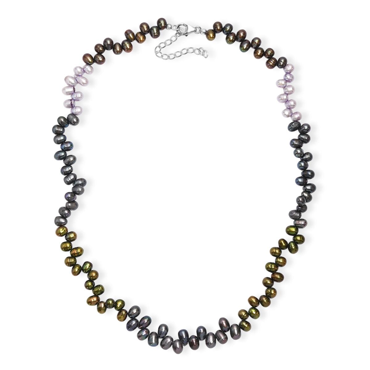 Multi Color Pearl (D) Necklace in Rhodium Over Sterling Silver 18 Inches image number 3