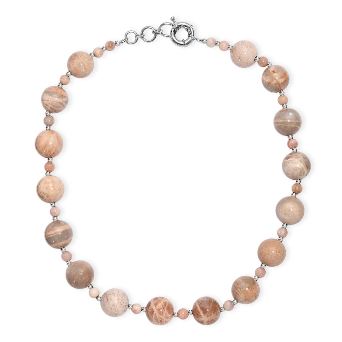 Multi Moonstone 473.00 ctw Beaded Necklace in Platinum Bond 18 Inches image number 3