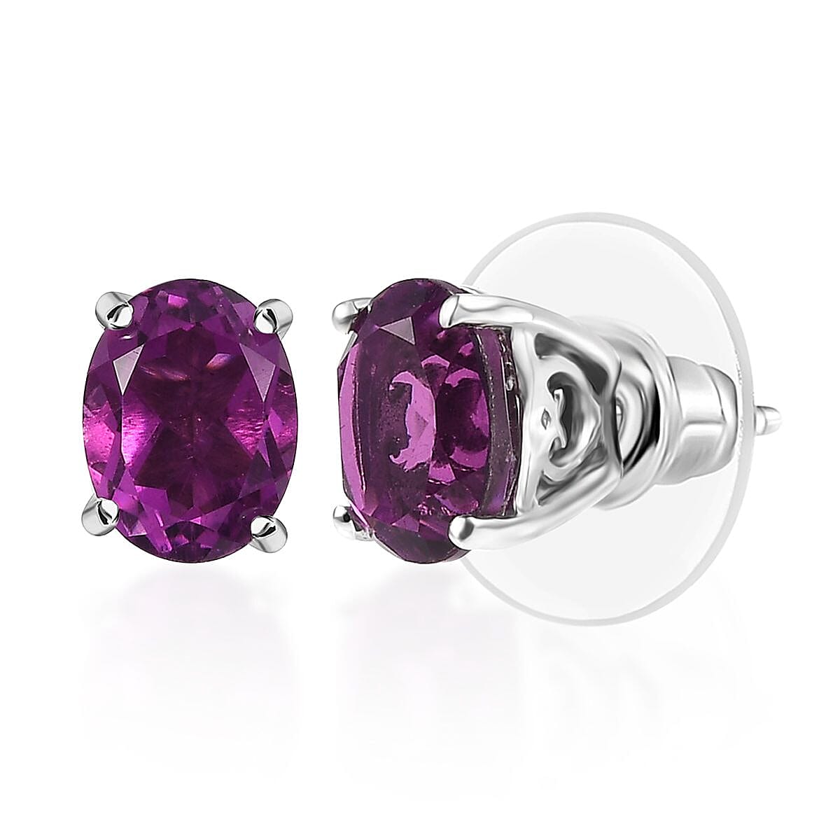 D'Joy African Lilac Quartz (Triplet) 3.00 ctw Stud Earrings in Platinum Over Sterling Silver image number 0