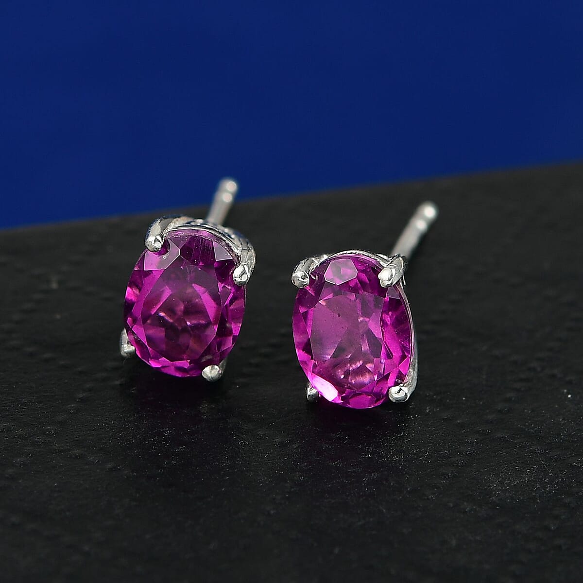 D'Joy African Lilac Quartz (Triplet) 3.00 ctw Stud Earrings in Platinum Over Sterling Silver image number 1