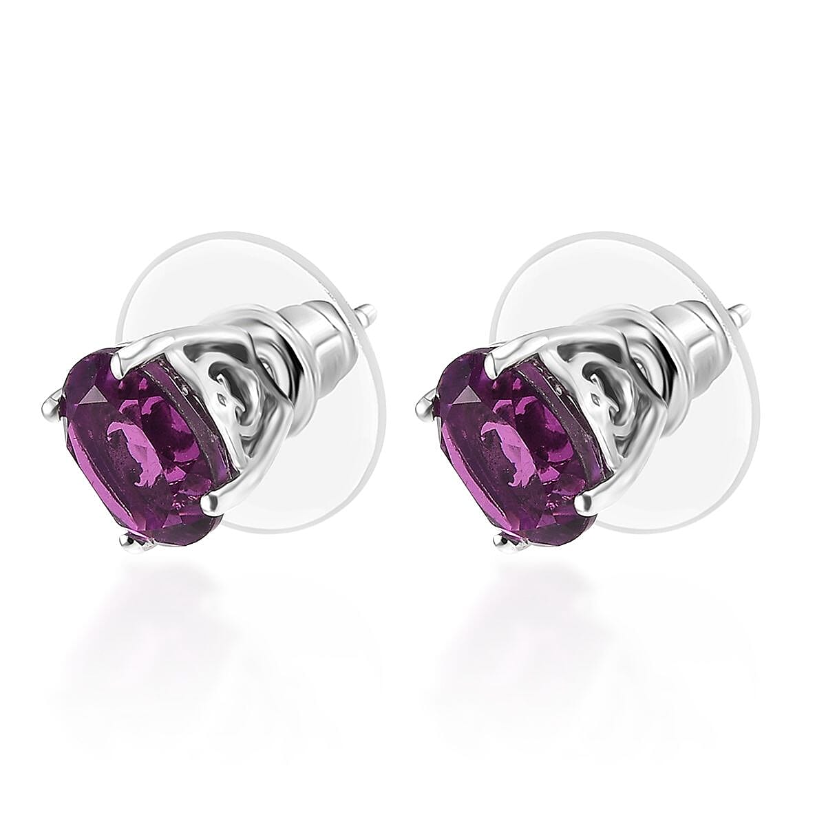 D'Joy African Lilac Quartz (Triplet) 3.00 ctw Stud Earrings in Platinum Over Sterling Silver image number 3