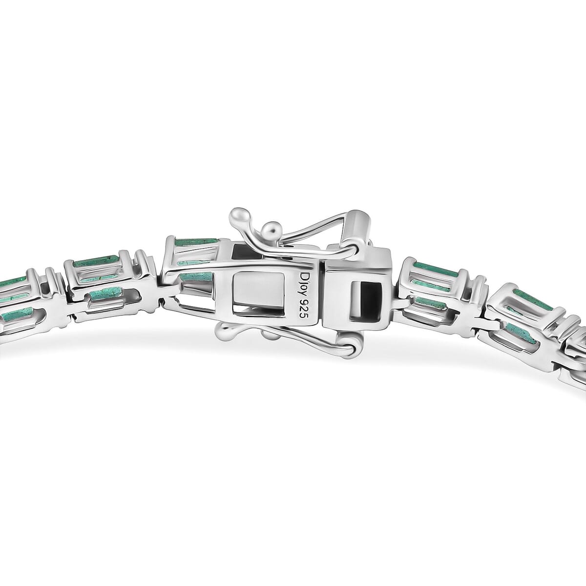 D’Joy Premium Kagem Zambian Emerald, Moissanite Bracelet in Rhodium Over Sterling Silver (7.25 In) 7.20 ctw image number 3