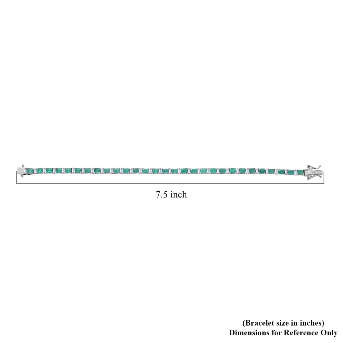 D’Joy Premium Kagem Zambian Emerald, Moissanite Bracelet in Rhodium Over Sterling Silver (7.25 In) 7.20 ctw image number 4