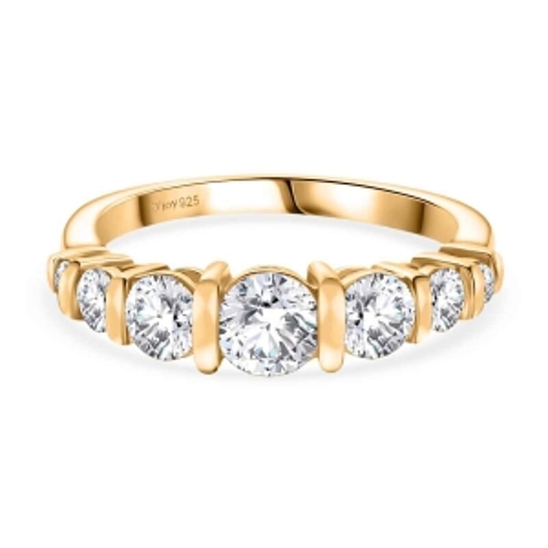 Moissanite 1.19 ctw Ring in Vermeil Yellow Gold Over Sterling Silver (Size 10)