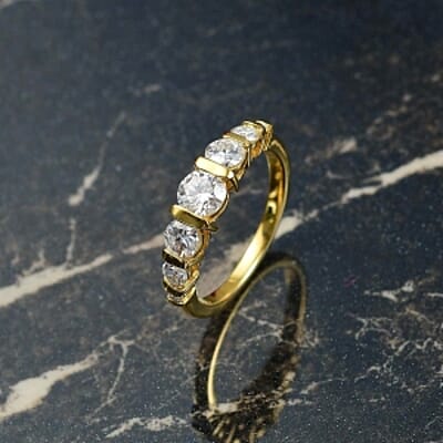 Moissanite 1.19 ctw Ring in Vermeil Yellow Gold Over Sterling Silver (Size 10)