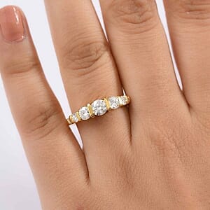 Moissanite 1.19 ctw Ring in Vermeil Yellow Gold Over Sterling Silver (Size 10)