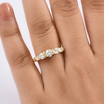 Moissanite 1.19 ctw Ring in Vermeil Yellow Gold Over Sterling Silver (Size 10)