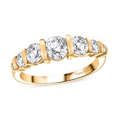 Moissanite 1.19 ctw Ring in Vermeil Yellow Gold Over Sterling Silver (Size 10)