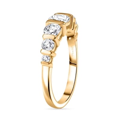 Moissanite 1.19 ctw Ring in Vermeil Yellow Gold Over Sterling Silver (Size 10)