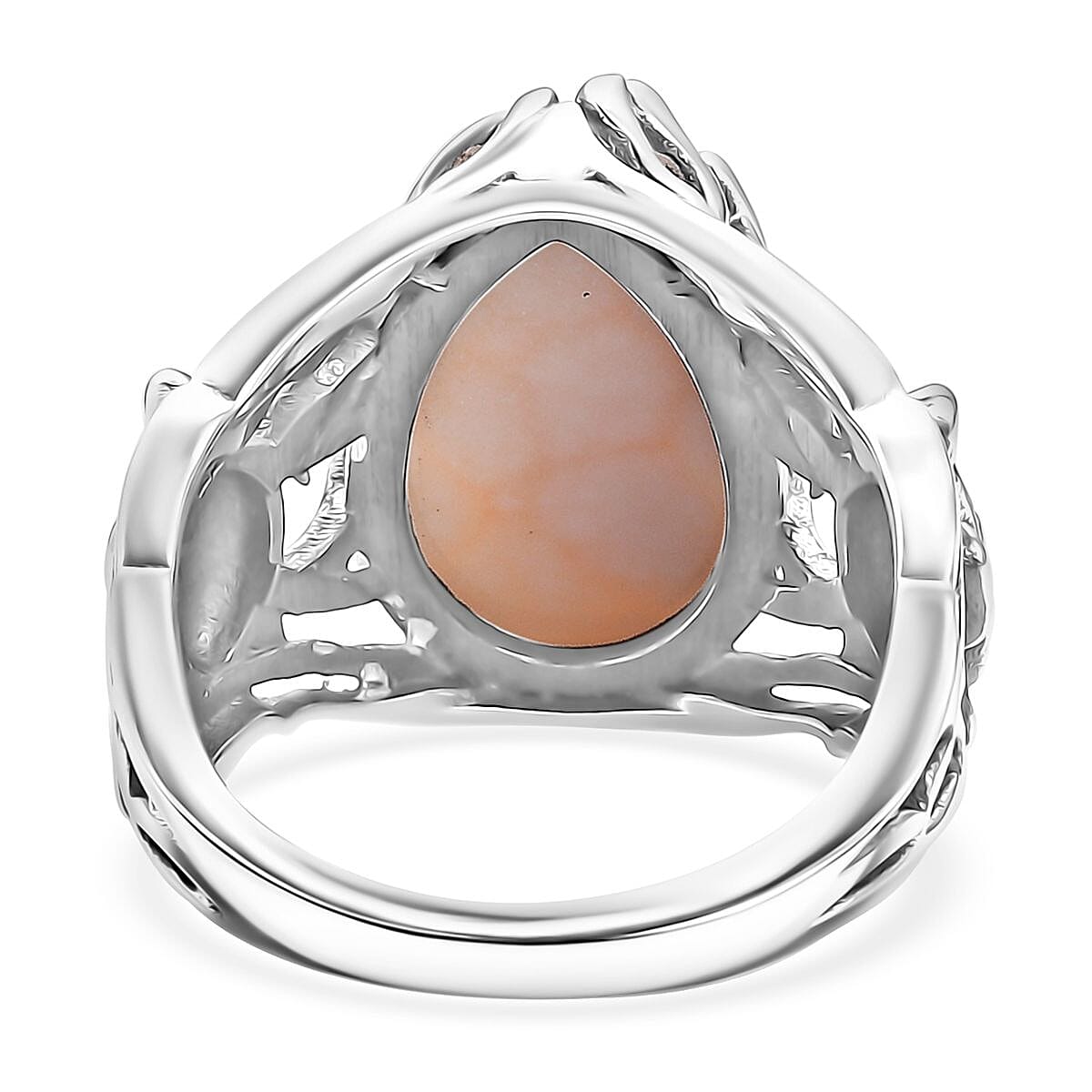 D'Joy Artisan Crafted Pink Natrolite Turtle 8.15 ctw Ring in Sterling Silver (Size 6.0) image number 4