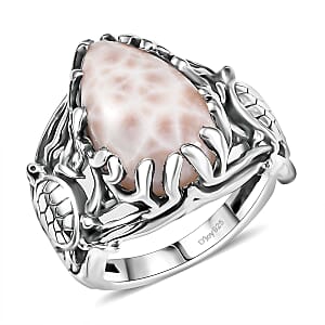 D'Joy Artisan Crafted Pink Natrolite Turtle 8.15 ctw Ring in Sterling Silver (Size 7.0)
