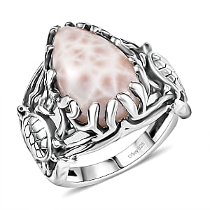 D'Joy Artisan Crafted Pink Natrolite Turtle 8.15 ctw Ring in Sterling Silver (Size 9.0)