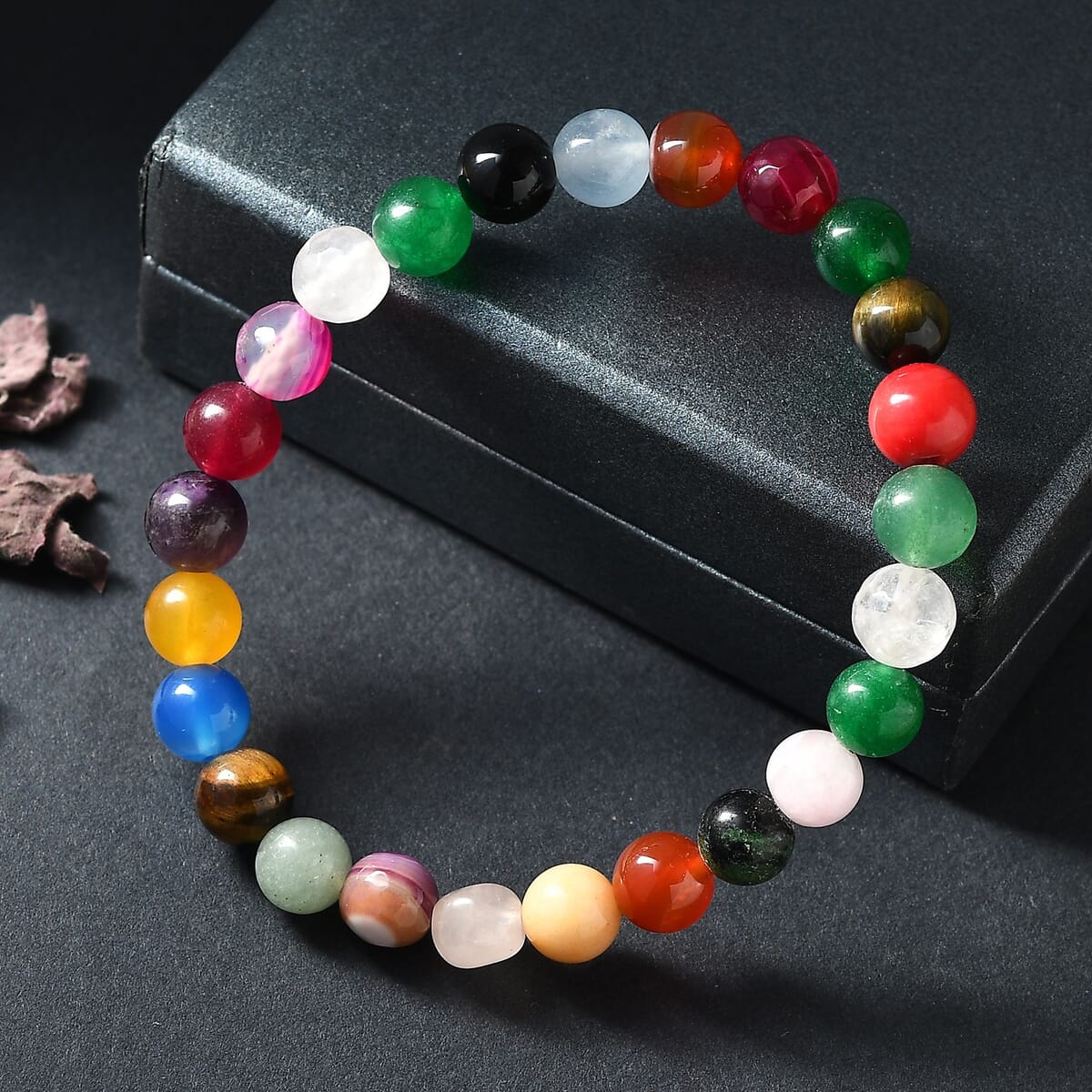 Multi Gemstone 95.00 ctw Beaded Stretch Bracelet image number 1