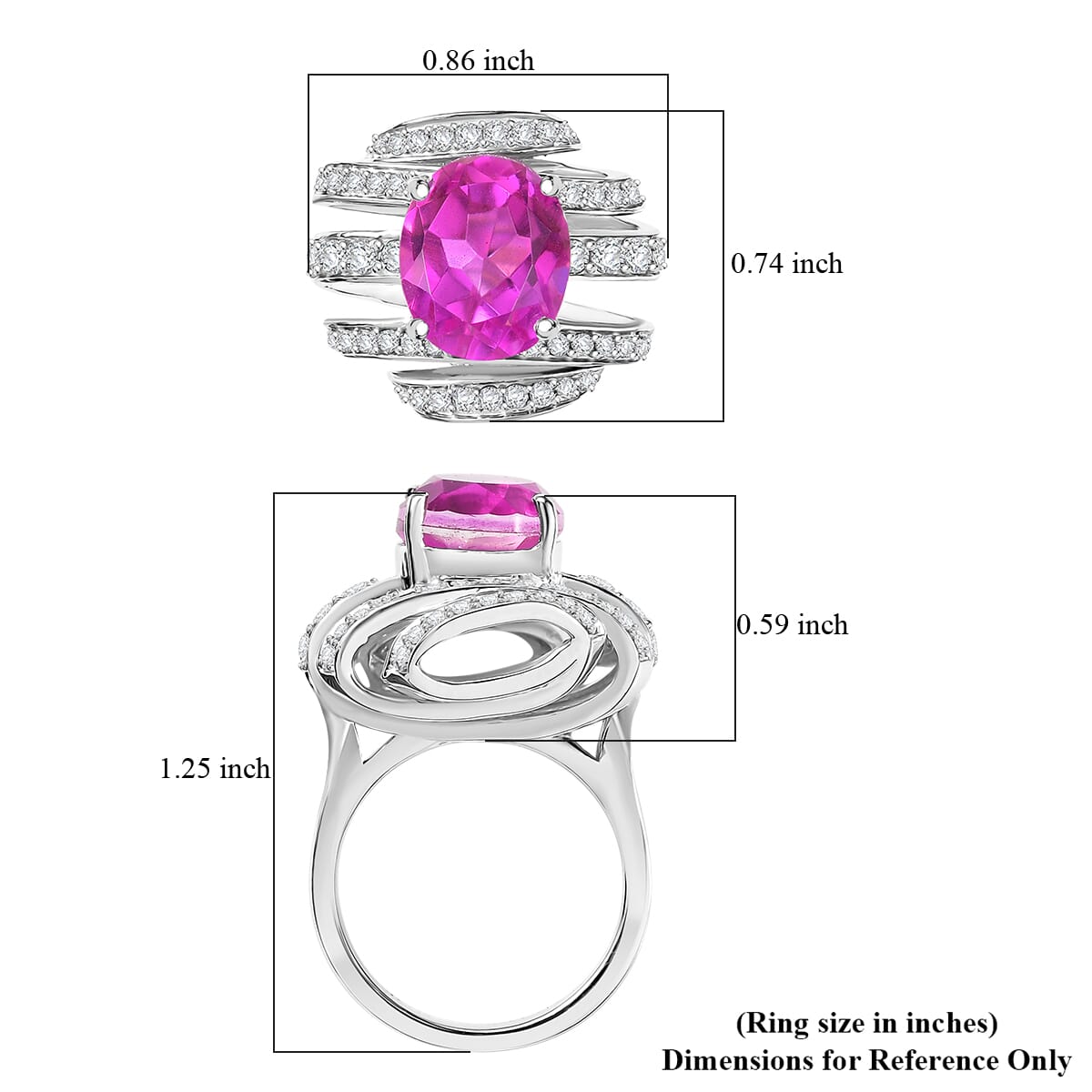 Ever True Radiant Orchid Quartz (Triplet) and White Zircon 6.35 ctw Ring in Platinum Bond (Size 6.0) image number 5