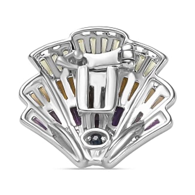 GP African Amethyst and Multi Gemstone 3.12 ctw Ring in Rhodium Over Sterling Silver (Size 8.0)
