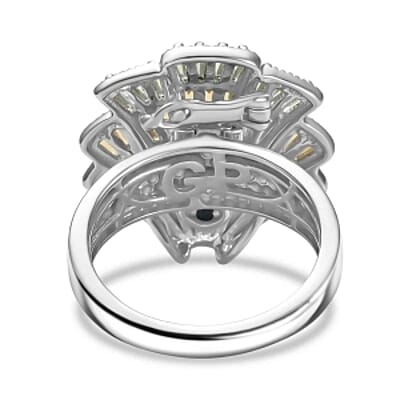 GP African Amethyst and Multi Gemstone 3.12 ctw Ring in Rhodium Over Sterling Silver (Size 8.0)