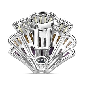 GP African Amethyst and Multi Gemstone 3.12 ctw Ring in Rhodium Over Sterling Silver (Size 9.0)