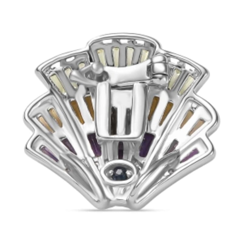 GP African Amethyst and Multi Gemstone 3.12 ctw Ring in Rhodium Over Sterling Silver (Size 9.0)