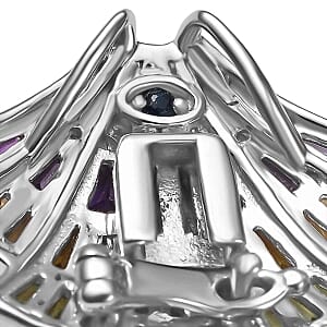GP African Amethyst and Multi Gemstone 3.12 ctw Ring in Rhodium Over Sterling Silver (Size 9.0)