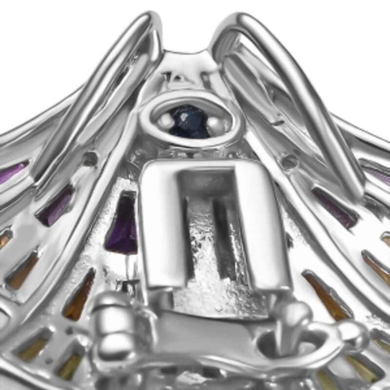 GP African Amethyst and Multi Gemstone 3.12 ctw Ring in Rhodium Over Sterling Silver (Size 9.0)