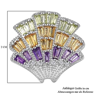 GP African Amethyst and Multi Gemstone 3.12 ctw Ring in Rhodium Over Sterling Silver (Size 9.0)