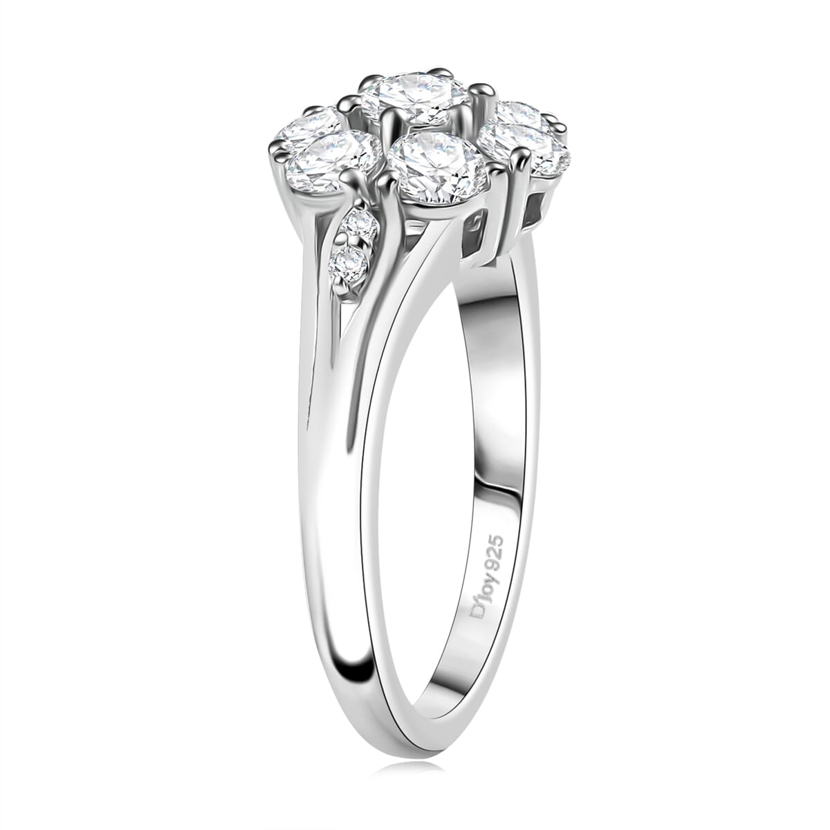 D'Joy Moissanite 1.25 ctw Floral Ring in Rhodium Over Sterling Silver (Size 10.0) image number 3