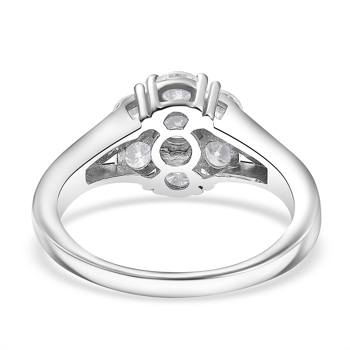 D'Joy Moissanite 1.25 ctw Floral Ring in Rhodium Over Sterling Silver (Size 10.0)