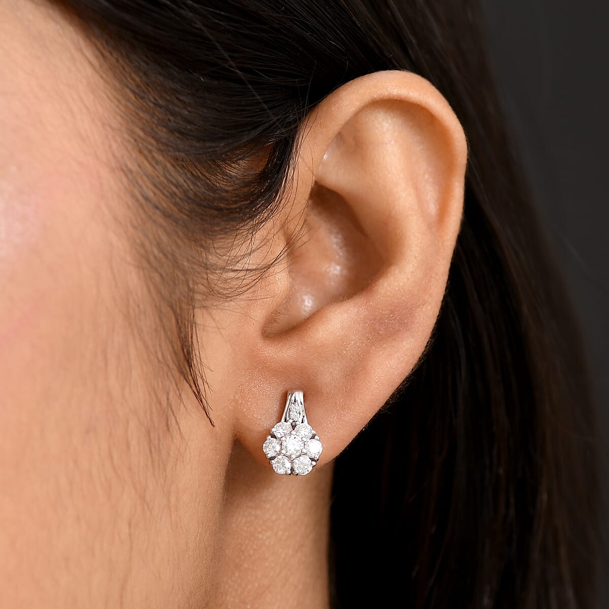 D'Joy Moissanite 1.00 ctw Earrings in Rhodium OverSterling Silver image number 2