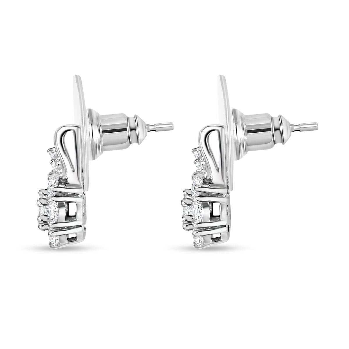 D'Joy Moissanite 1.00 ctw Earrings in Rhodium OverSterling Silver image number 3