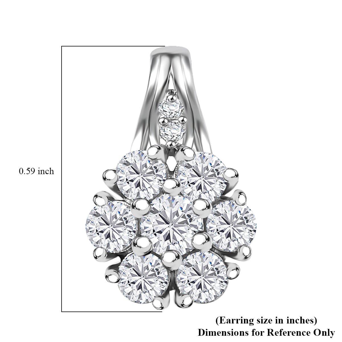 D'Joy Moissanite 1.00 ctw Earrings in Rhodium OverSterling Silver image number 5