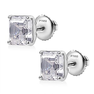 Asscher Cut Moissanite 3.90 ctw Solitaire Stud Earrings in 950 Platinum