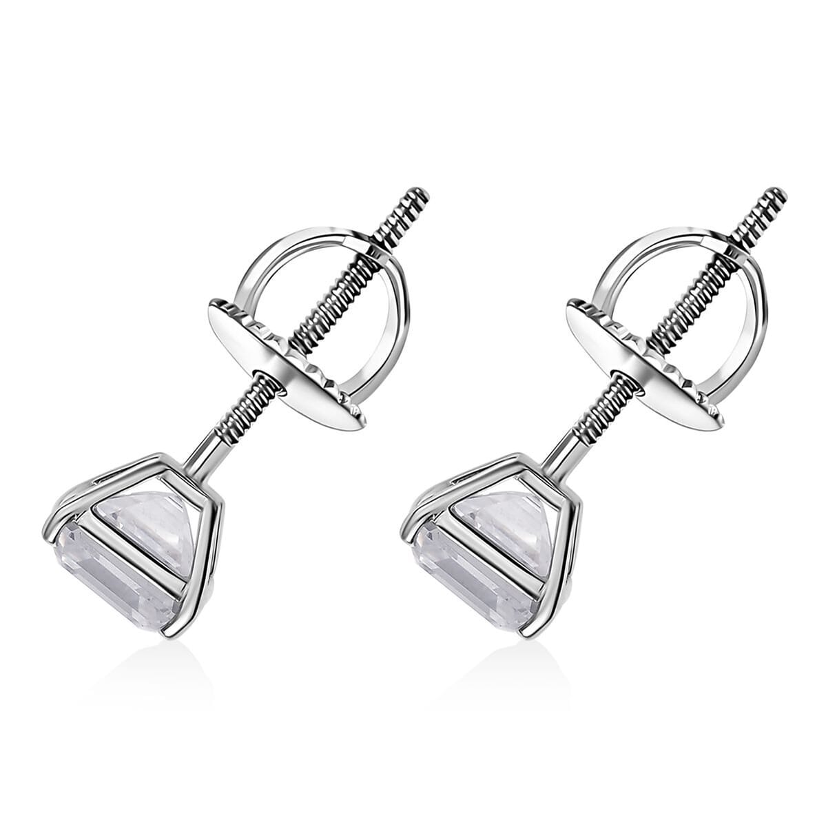 Asscher Cut Moissanite 3.90 ctw Solitaire Stud Earrings in 950 Platinum image number 4