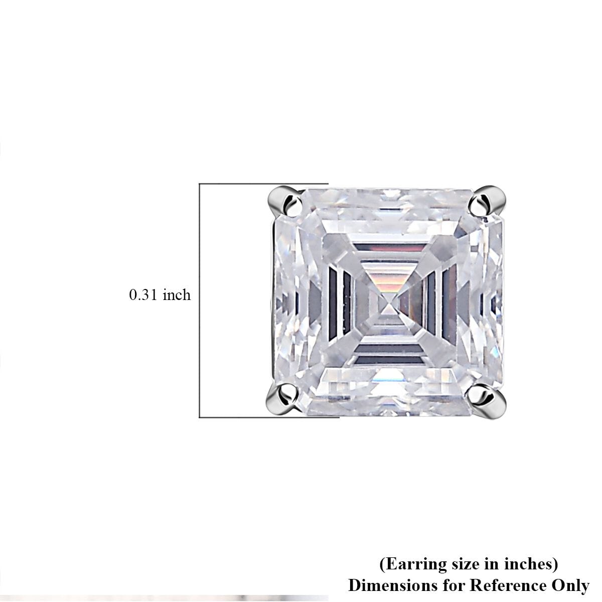 Asscher Cut Moissanite 3.90 ctw Solitaire Stud Earrings in 950 Platinum image number 5