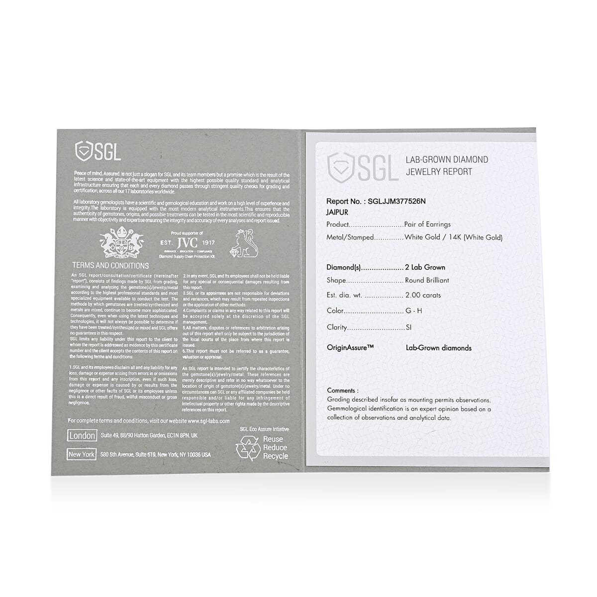 Luxuriant Lab Grown Diamond SI 2.00 ctw Stud Earrings in 14K White Gold  image number 5