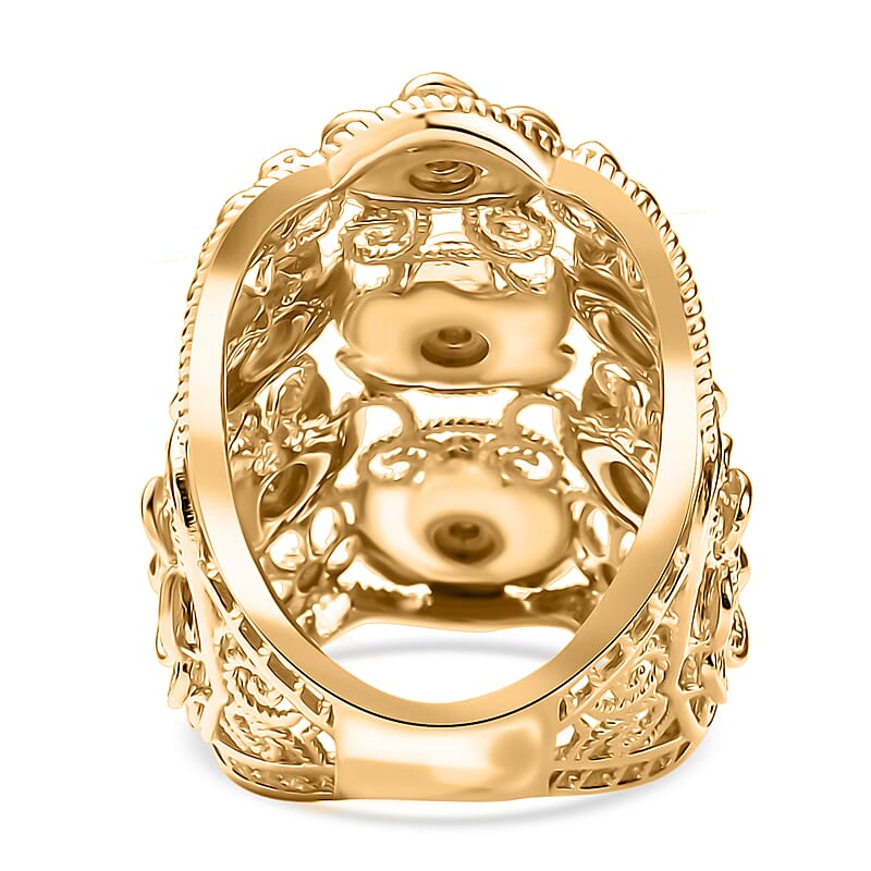 D'Joy Passport to Turkey Floral Ring in 18K Vermeil Yellow Gold Over Sterling Silver (Size 10.0) 11.35 Grams