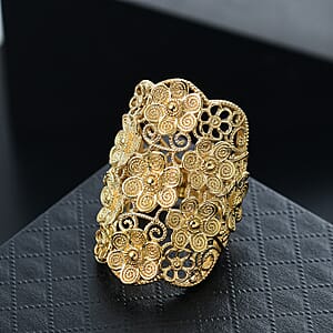 D'Joy Passport to Turkey Floral Ring in 18K Vermeil Yellow Gold Over Sterling Silver (Size 6.0) 11.35 Grams