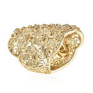 D'Joy Passport to Turkey Floral Ring in 18K Vermeil Yellow Gold Over Sterling Silver (Size 6.0) 11.35 Grams