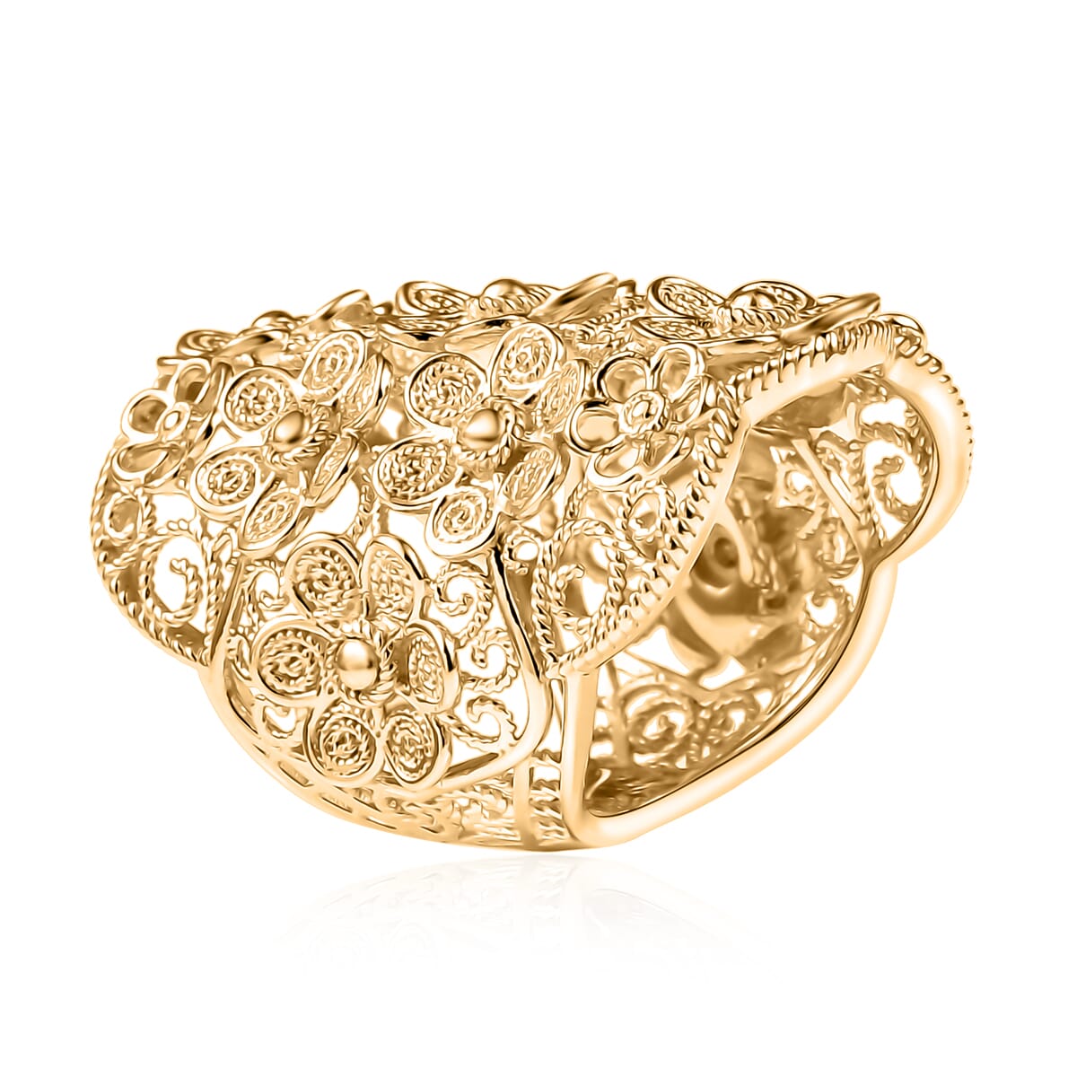 D'Joy Passport to Turkey Floral Ring in 18K Vermeil Yellow Gold Over Sterling Silver (Size 9.0) 11.35 Grams image number 3