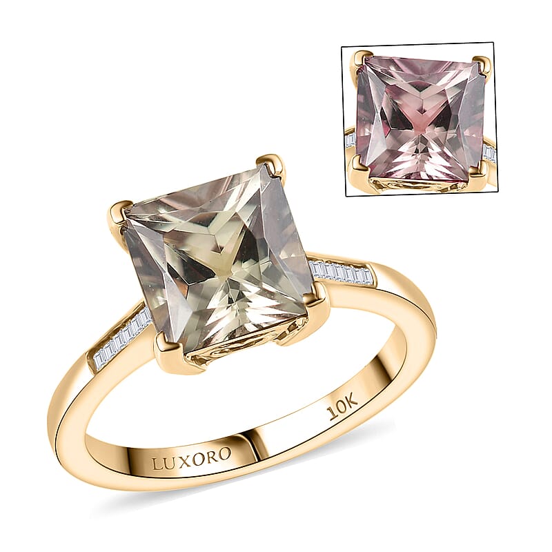 Luxoro AAA Turkizite, Diamond Ring in 10K Yellow Gold 3.50 ctw (Size 7.0)