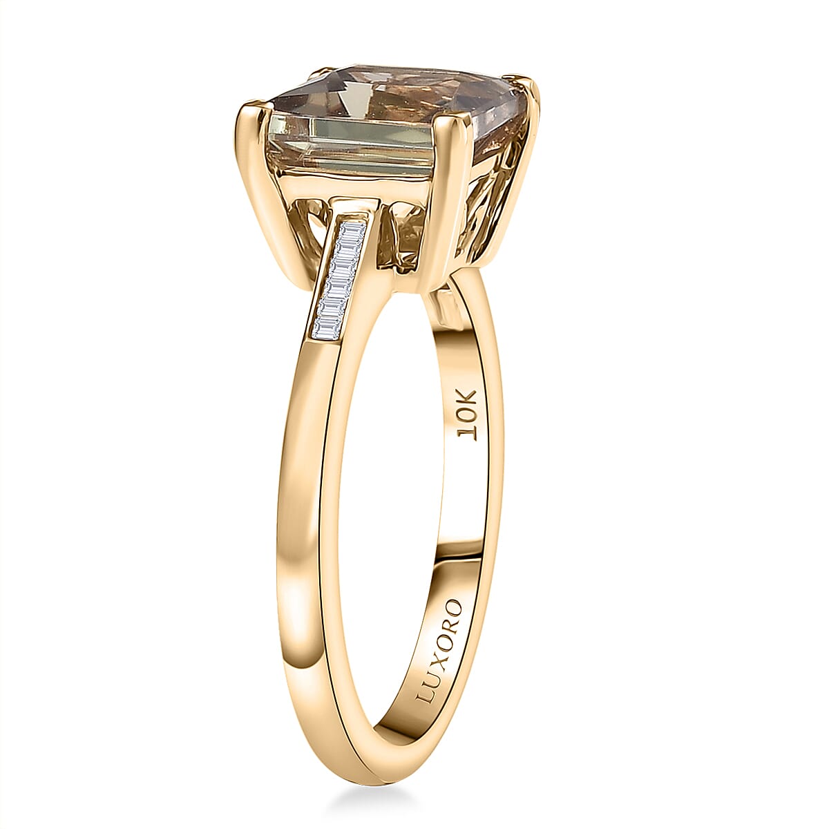 Luxoro AAA Turkizite and G-H I2 Diamond 3.50 ctw Ring in 10K Yellow Gold (Size 7.0) image number 3