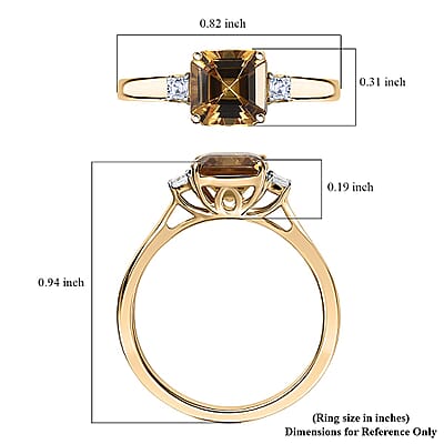 AAA Golden Turkizite, Lab Grown Diamond Ring in 10K Yellow Gold 1.75 ctw (Size 12.0)