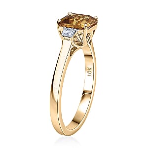 AAA Golden Turkizite, Lab Grown Diamond Ring in 10K Yellow Gold 1.75 ctw (Size 6.0)
