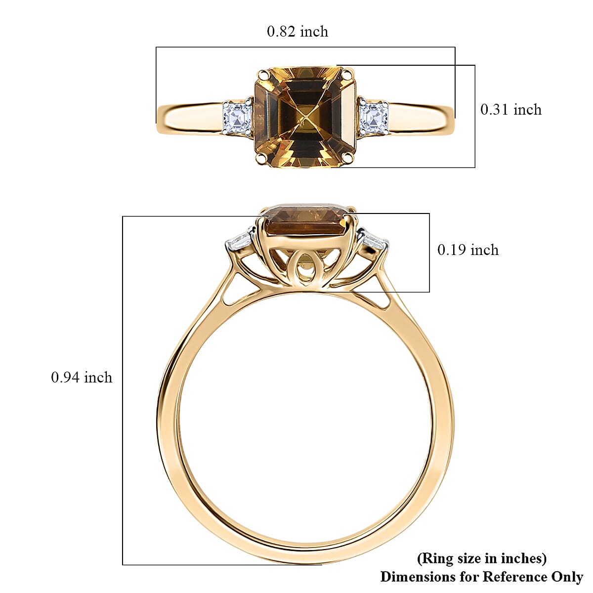 AAA Golden Turkizite and Luxuriant Lab Grown Diamond E-F VS 1.75 ctw Ring in 10K Yellow Gold (Size 7.0) image number 5